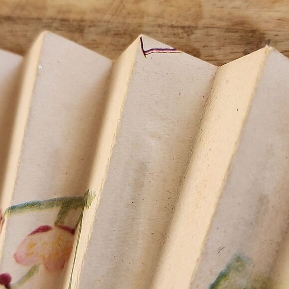 Vintage Paper Chinese and Wood Bird and Floral Fan Romantic Feminine Coquette - Picture 13 of 16